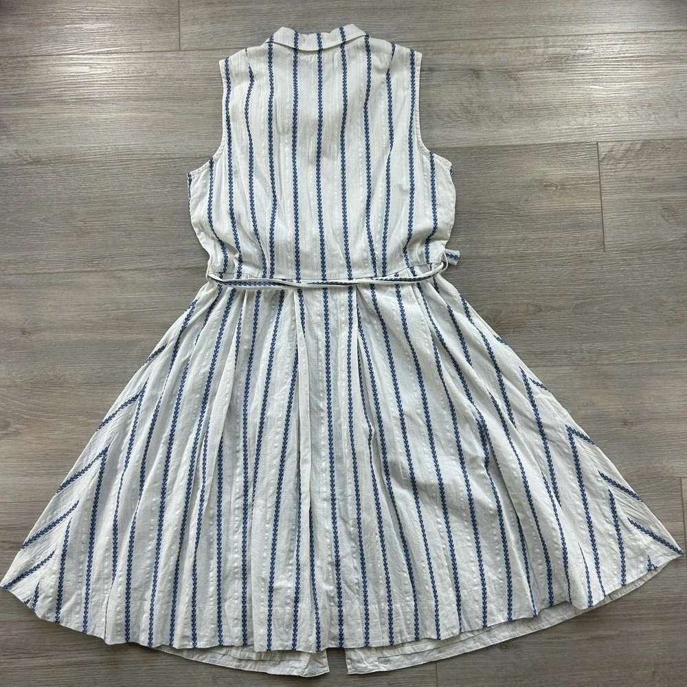 Boden Womens Size 6 Monte Carlo Sleeveless Pleated Belted Embroidered Dress - Picture 7 of 13